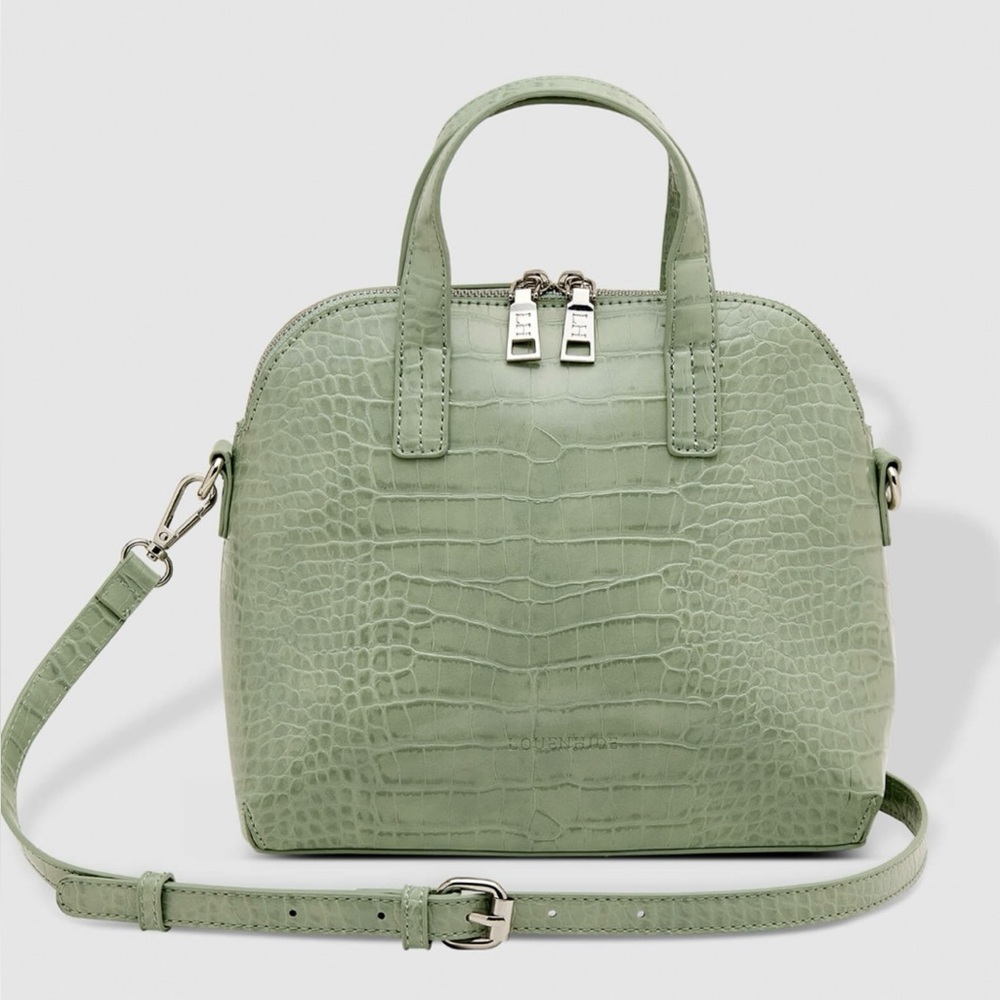 Mint Green Crocodile-Embossed Handbag